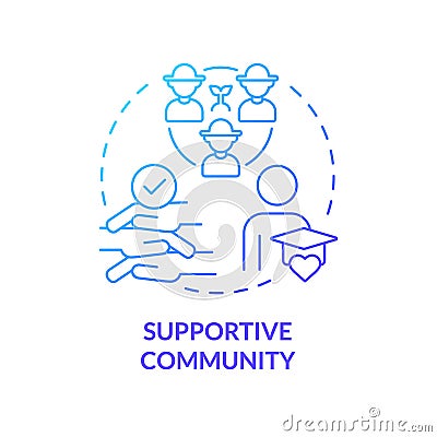 Supportive community blue gradient concept icon Vector Illustration