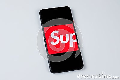 Supreme app logo on a smartphone screen Editorial Stock Photo