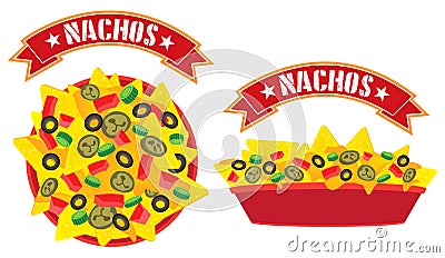 Supreme cheese nachos tray Vector Illustration