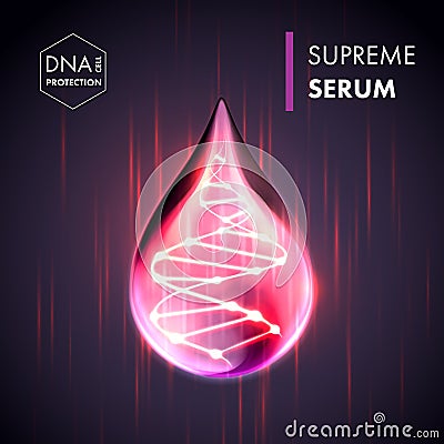 Supreme collagen oil drop essence with DNA helix Cartoon Illustration