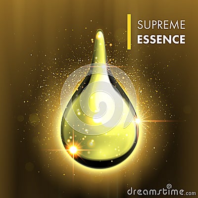 Supreme essence gold premium shining oil drop Stock Photo