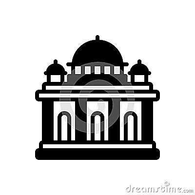 Black solid icon for Supreme, building and court Vector Illustration