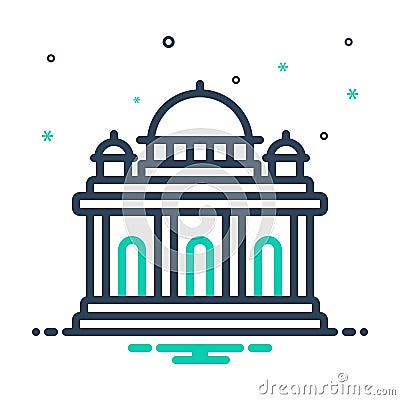 Mix icon for Supreme, building and court Vector Illustration