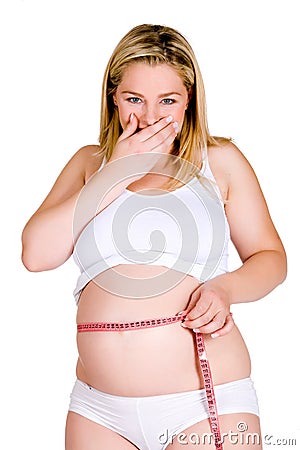 Suprised about the size of my belly Stock Photo