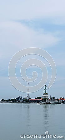 Surabaya, East Java - September 23, 2020: a statue that symbolizes the jalesvevajayamahe Editorial Stock Photo