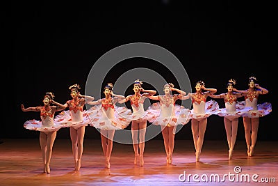 Surabaya Indonesia July 29, 2016. Ballet dance performances by collaborating traditional mask dance. Editorial Stock Photo