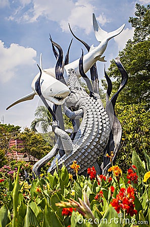 Surabaya monument, famous landmark of Surabaya City, Indonesia. Editorial Stock Photo