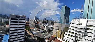 Surabaya sityscape taken from hotel in cwntral surabaya Editorial Stock Photo