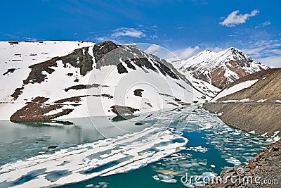 Suraj Taal Lake at Baralacha La, Lahaul-Spiti, Himachal Pradesh. India Stock Photo