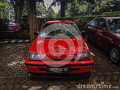 Red Honda Civic Wonder hatchback SB3 on car meet Editorial Stock Photo