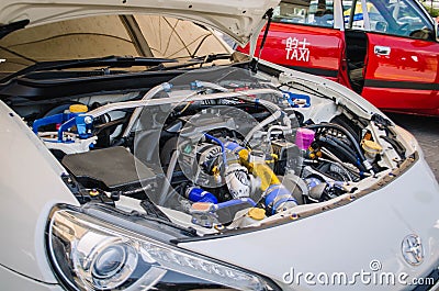 Modified engine FA20 or 4U-GSE on Toyota 86 or GT86 Editorial Stock Photo