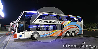 Surakarta, Jawa Tengah, Indonesia, 06th july 2023, 2020, buses and coaches in Indonesia, double cecker bus, buses in Indonesia Editorial Stock Photo