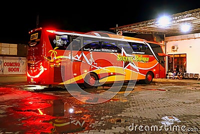 Surakarta, Jawa Tengah, Indonesia, 06th july 2023, 2020, buses and coaches in Indonesia, double cecker bus, buses in Indonesia Editorial Stock Photo