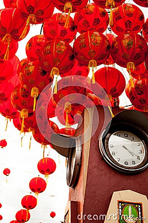 Surakarta landmark with red chinese new years lampions Editorial Stock Photo