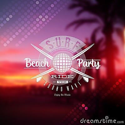 Surf beach party type sign Vector Illustration
