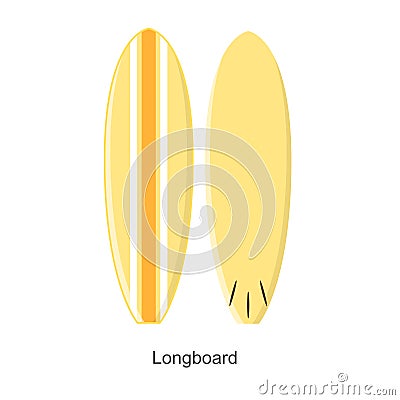 Surf Board Longboard Shape. Vector Vector Illustration