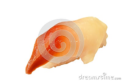 Surf clam or hokkigai Sushi Japanese food on white background Stock Photo