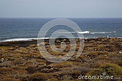 Surf coastline lanzarote in spain musk pond beach water Stock Photo