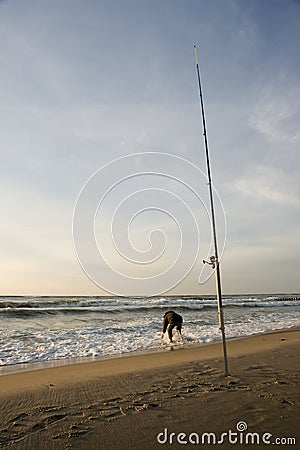Surf fishing Stock Photo