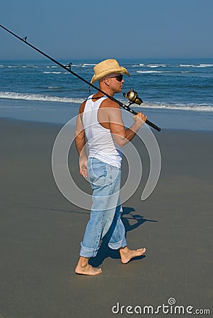 Surf Fishing Stock Photo