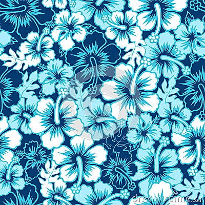 Surf floral hibiscus seamless pattern Vector Illustration