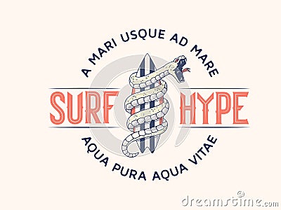 Surf Hype with no fear vector illustration Cartoon Illustration