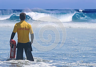Surf lifeguard on duty Stock Photo