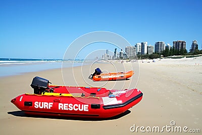 Surf Rescue Boats Gold Coast Australia Stock Photo