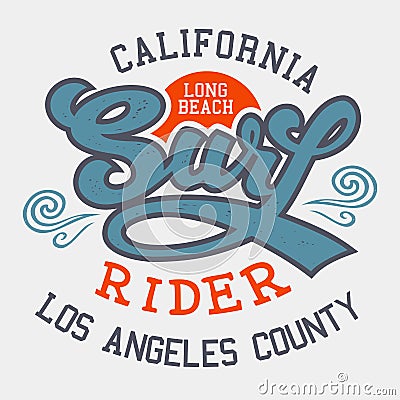 Surf rider California t-shirt Vector Illustration