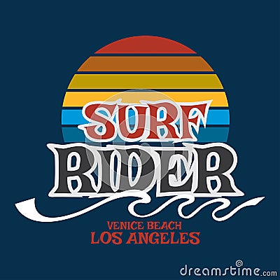 Surf rider California typography, t-shirt graphics, vector forma Vector Illustration