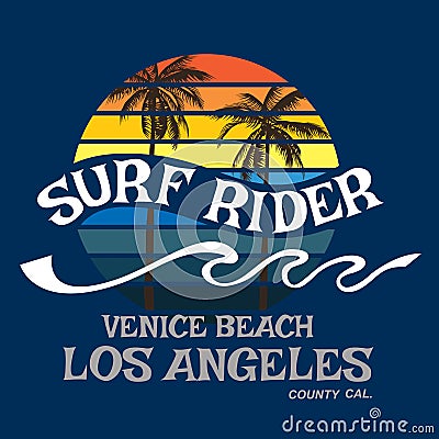 Surf rider California typography, t-shirt graphics, vector forma Stock Photo