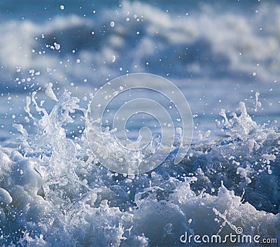 Surf with Splashing Water Drops Stock Photo