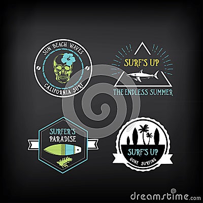 Surf vintage elements. Retro logo board. Vector with graphic. Vector Illustration