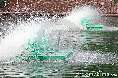 Surface aerator low speed motor hydro water. Stock Photo