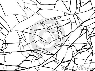 Surface of broken glass texture. Sketch shattered or crushed glass effect. Vector illustration isolated on white baclground Vector Illustration
