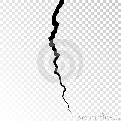 Surface cracked ground. Sketch crack texture. Split terrain after earthquake. Vector illustration on transparent background Vector Illustration