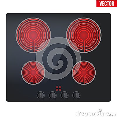 Surface of electric hob Vector Illustration