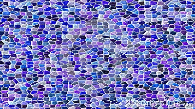 Surface floor marble mosaic seamless background with white grout - marine blue, purple and violet color Stock Photo