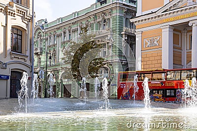 Surface of fountain on Ilyinka Street in Moscow Editorial Stock Photo