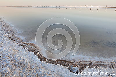 The surface of the lake with very salty water Stock Photo