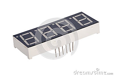 Surface mount 7-segment Binary digit on white isolated background Stock Photo