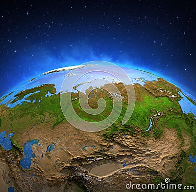 Siberia and the permafrost warming from space Cartoon Illustration