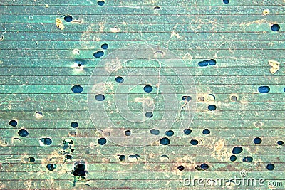 The surface of a polycarbonate is dirty and destroyed by hail. Plastic transparent material is used as the roof of light Stock Photo