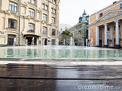 Surface of Ruble Fountain on Birzhevaya Square Editorial Stock Photo