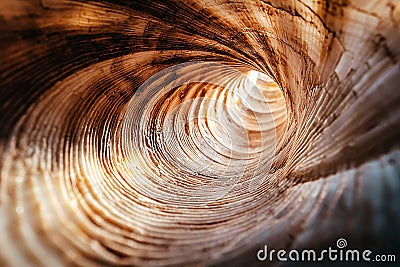 The surface of a seashell captured in macro, showcasing a swirling natural pattern and intricate texture, highlighted by earthy Stock Photo