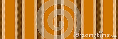 Surface stripe textile fabric, customizable texture vertical lines. Attire seamless vector pattern background in orange and white Vector Illustration