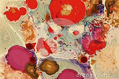 Surface structure of Liquid colors. Organic shapes floating. Smears floating on surface, creating a structure. Stock Photo