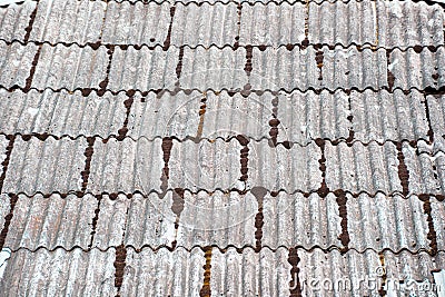The surface of a tiled vintage roof is close Stock Photo