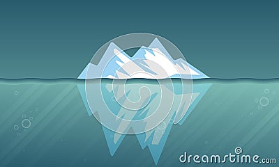 Surface and underwater iceberg Vector Illustration