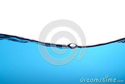 The surface of the water. Movement. white background. Close-up view. Stock Photo